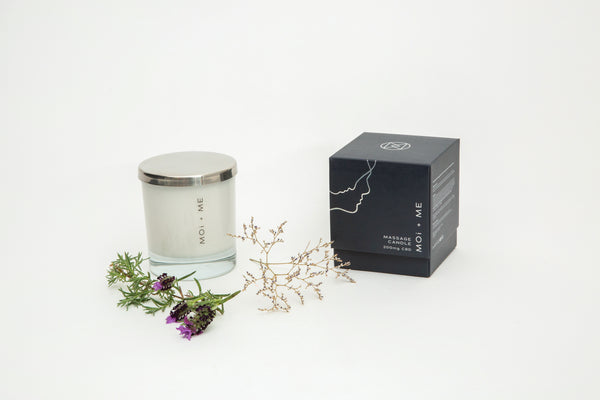 MOi + ME CBD Massage candle 200MG CBD bring the spa to your home with this relaxing hot oil massage candle 